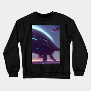 COMIC STYLE PURPLE AND BLUE SPACESHIP Crewneck Sweatshirt